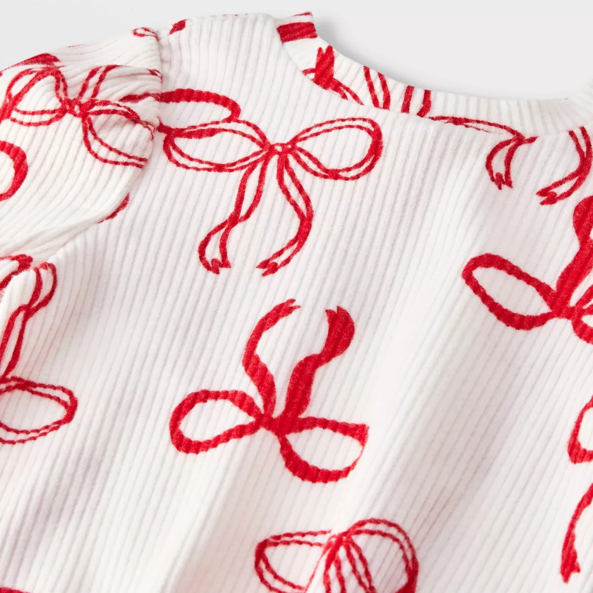 Baby Girls' Bow Cozy Ribbed Top & Bottom Set - Cat & Jack™ Cream | Target