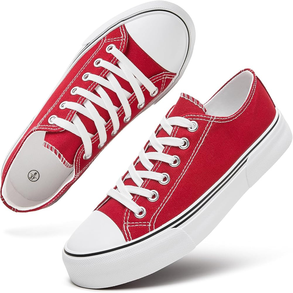 hash bubbie White Sneakers for Women Low Top Canvas Shoes Womens Canvas Sneakers Women's Fashion ... | Amazon (US)