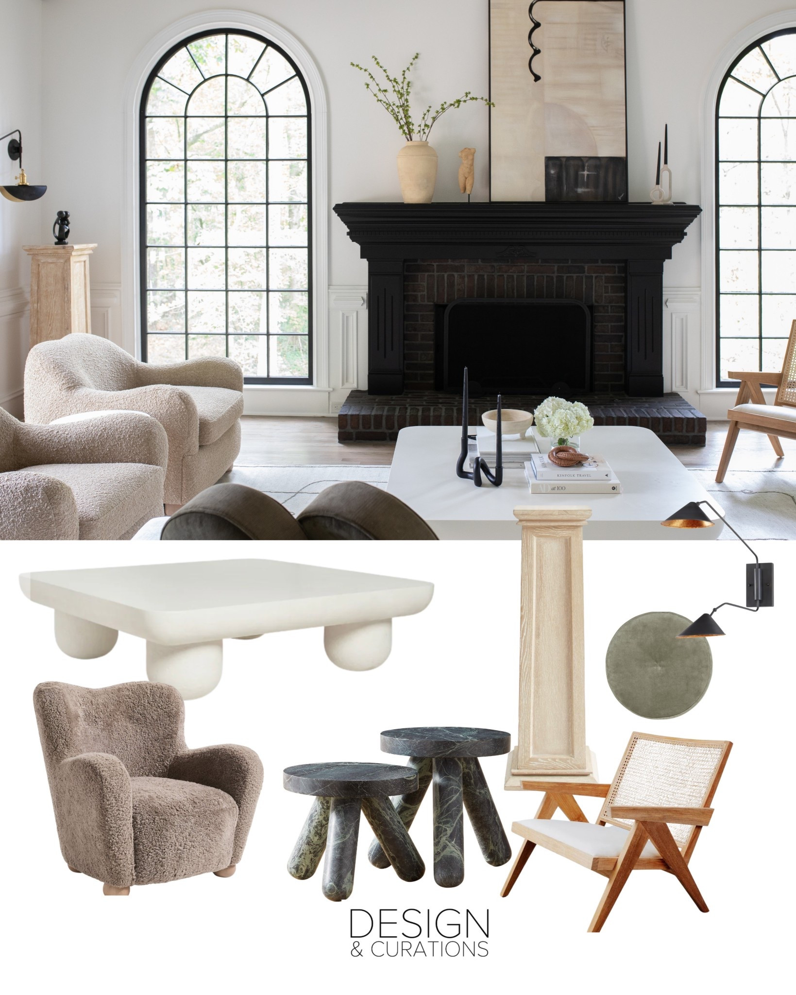 Modern Organic neutral living room
Boucle arm chair, big white coffee table, terrible kids, friendly living room furniture

#LTKHome