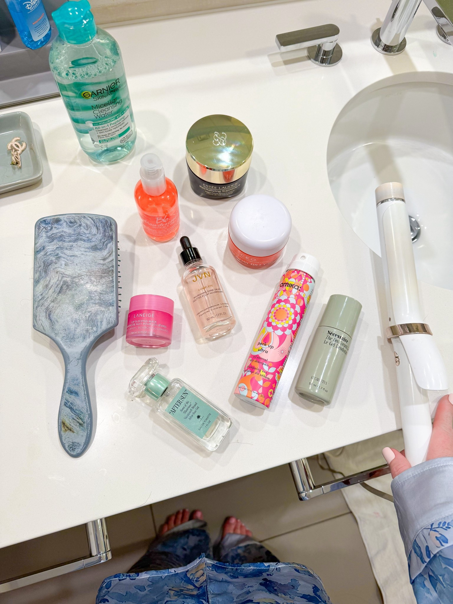 A few of the products I had to pack!
Hair oil, night crème, vitamin c, deodorant, lip mask, perfume, dry shampoo and heat protectant 

#LTKTravel #LTKOver40 #LTKBeauty