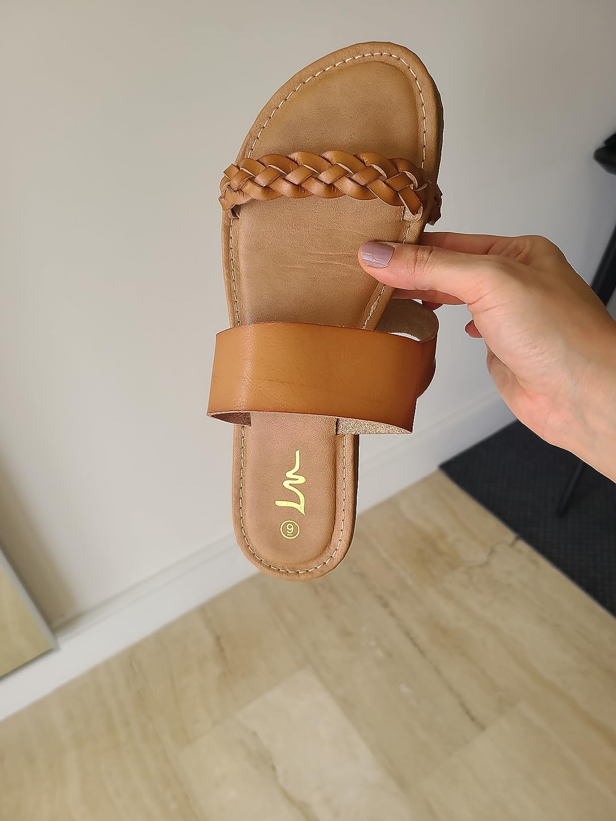 LM Women's Braided Slide Sandals Open Toe Two Strap Slip On Flat Sandals Casual Summer Shoes | Amazon (US)