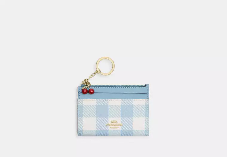 Mini Skinny Id Case With Gingham Print And Charm | Coach (US)
