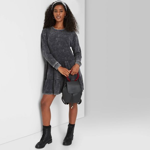 Women's Mineral Wash Long Sleeve Sweatshirt Dress - Wild Fable™ | Target