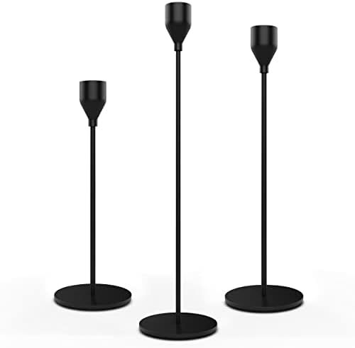 Denique Matte Black Candle Holders Set of 3, Tall Candlestick Holder for Taper Candles, Metal Can... | Amazon (US)