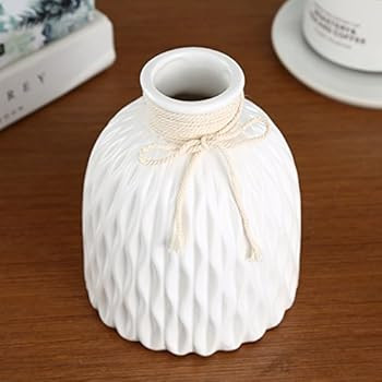 Anding Modern Vase Home Decoration Grid Design White Porcelain Bottle | Amazon (US)