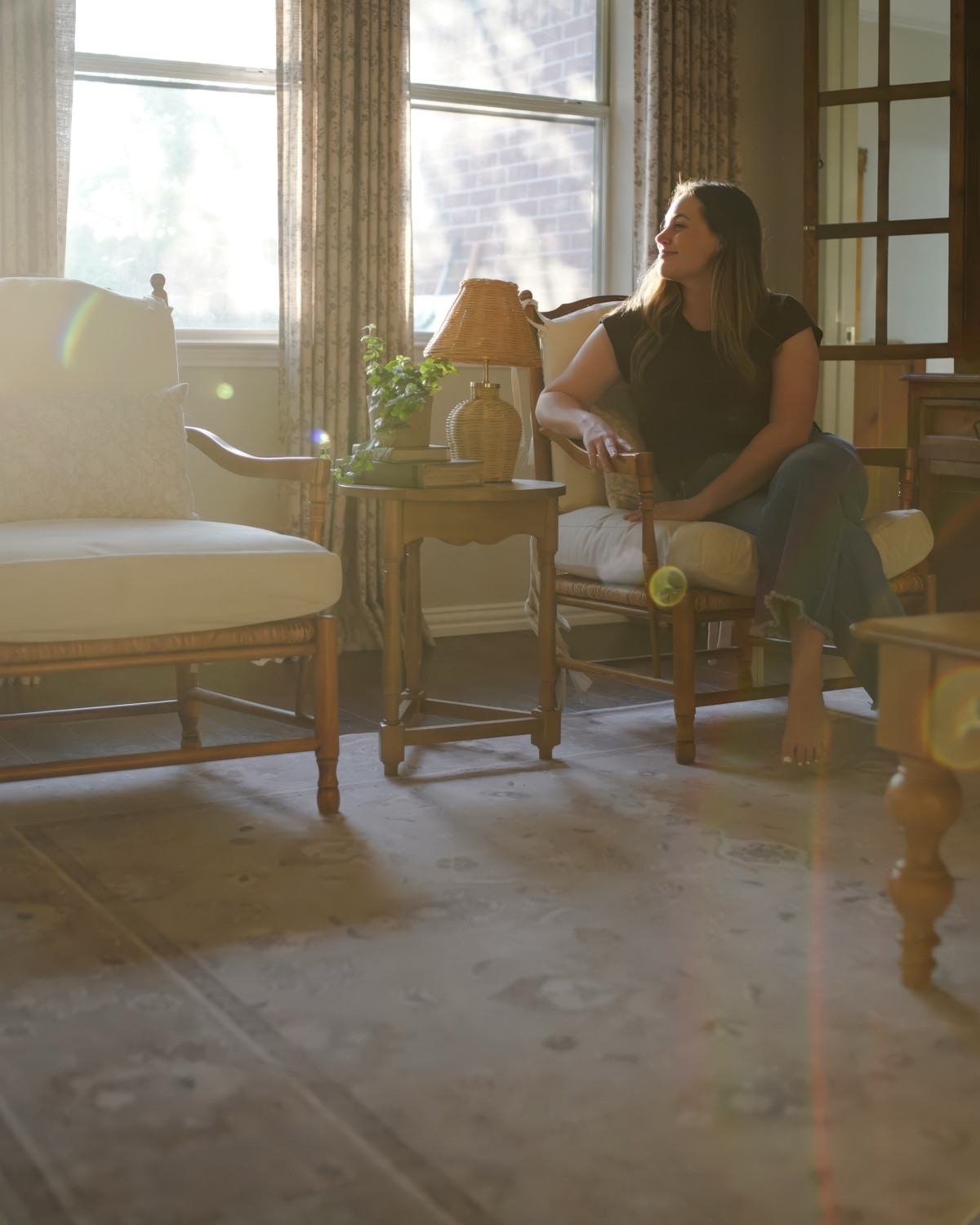 Lighter and brighter living room for these warmer months. Washable rugs, ruggable, living room style, vintage modern, cottage core, modern cottage style decor