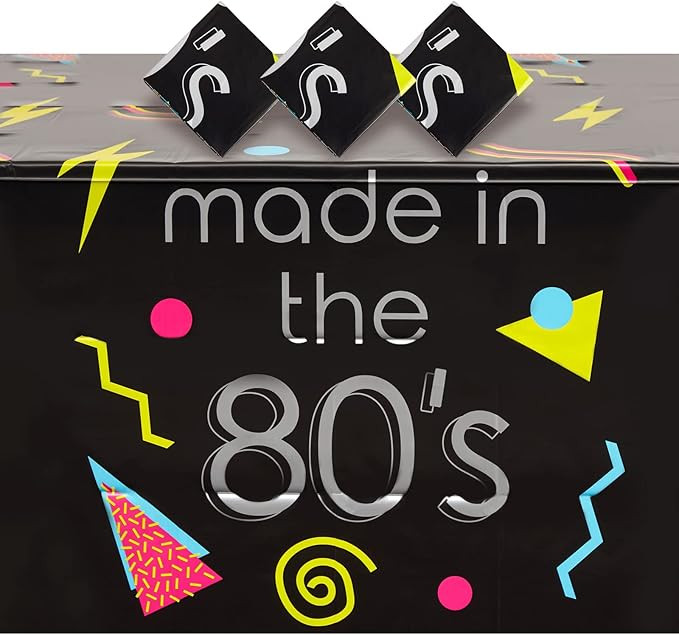 Sparkle and Bash 3 Pack Retro 80s Table Cover, Plastic Tablecloth for 1980s Party Decorations (54... | Amazon (US)