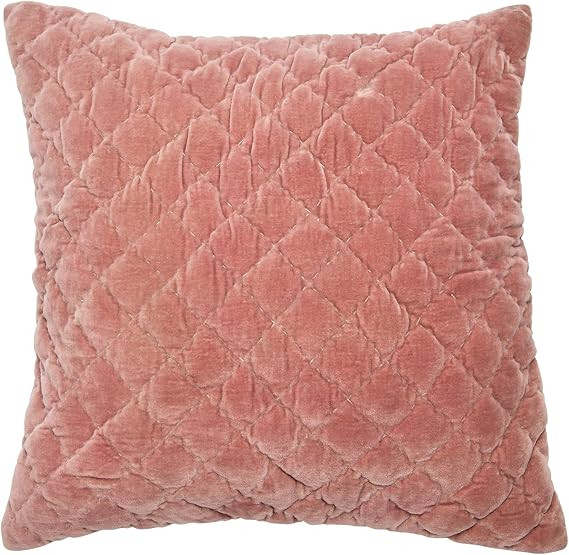 Creative Co-Op 20" Square Quilted Velvet Pillow Decorative Pillow Cover, 20" x 20", Rose | Amazon (US)
