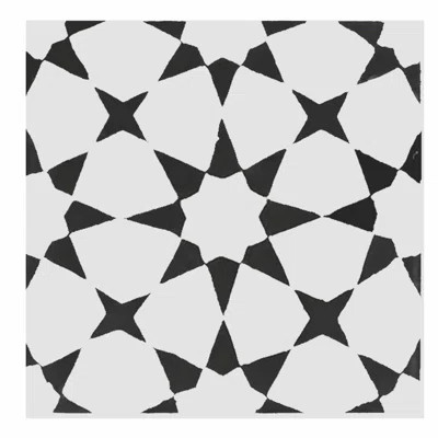 Medina 8" x 8" Handmade Cement  Tile in Black/White | Wayfair North America