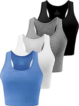 Star Vibe 4-5 Pack Basic Sports Crop Tank Tops for Women Cropped Racerback Tanks Workout Exercise... | Amazon (US)