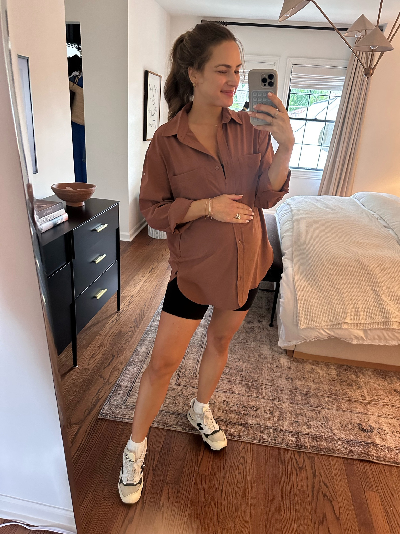 OOTD // morning workout fit 🤎 I love this color from Alo it’s comfortable & perfect for transitioning to fall while pregnant  

#LTKActive #LTKBump