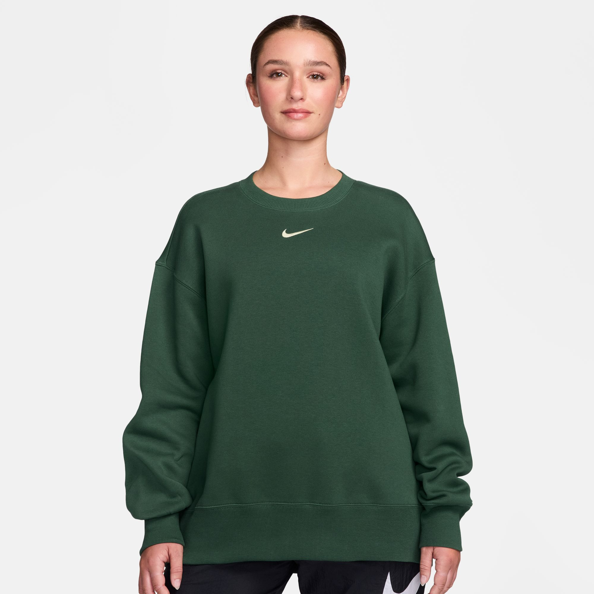 Nike Women's Sportswear Phoenix Fleece Oversized Crew-Neck Sweatshirt, XS, Fir | DICK'S Sporting Goods