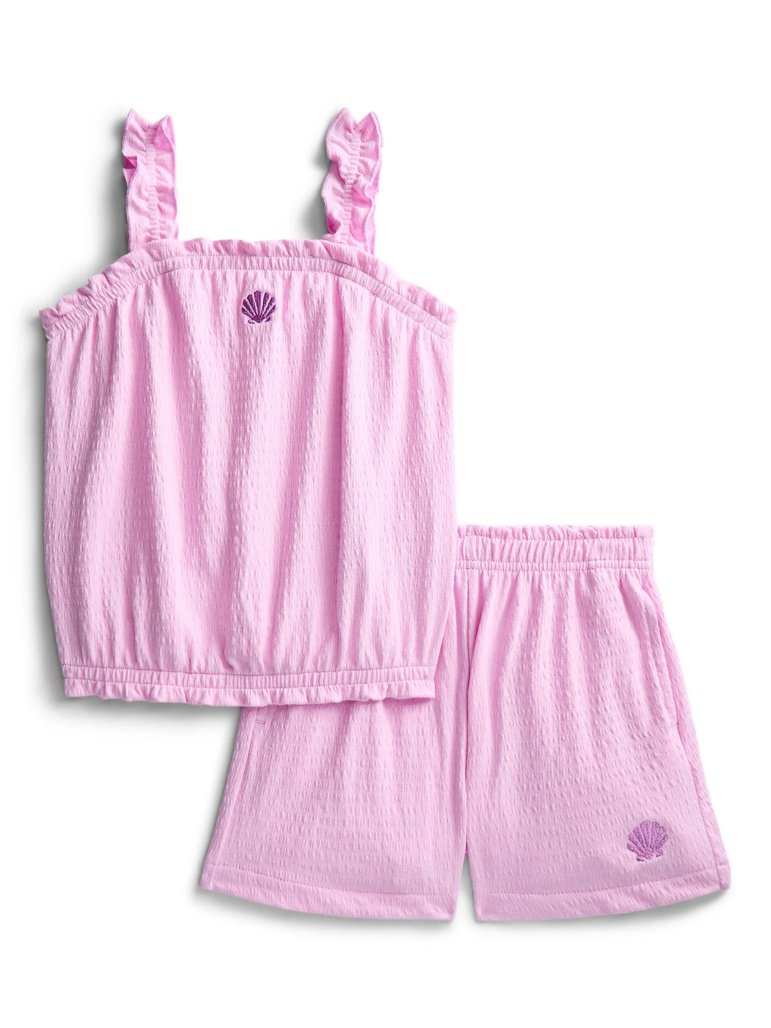 Wonder Nation Girls Bubble Tank Top and Shorts Outfit Set, 2-Piece, Sizes 4-10 | Walmart (US)
