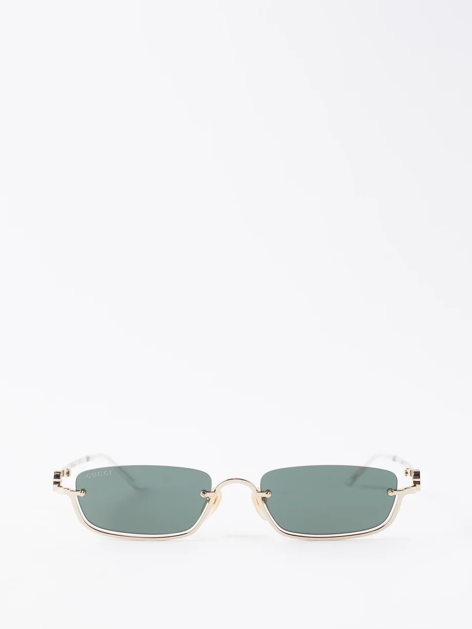 Half-rim rectangular metal sunglasses | Gucci | Matches (US)