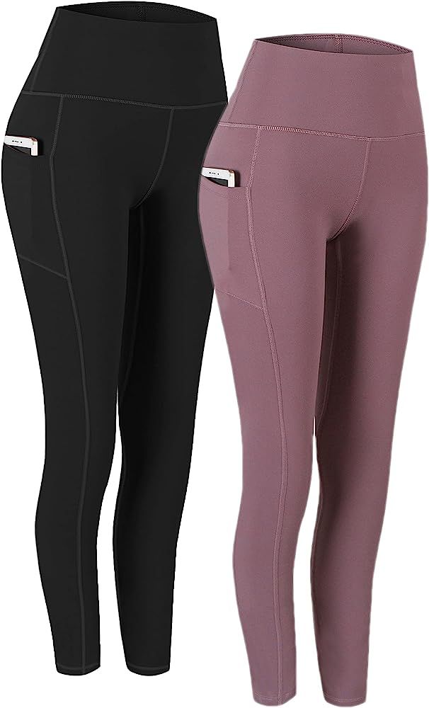 Fengbay 2 Pack High Waist Yoga Pants, Pocket Yoga Pants Tummy Control Workout Running 4 Way Stret... | Amazon (US)