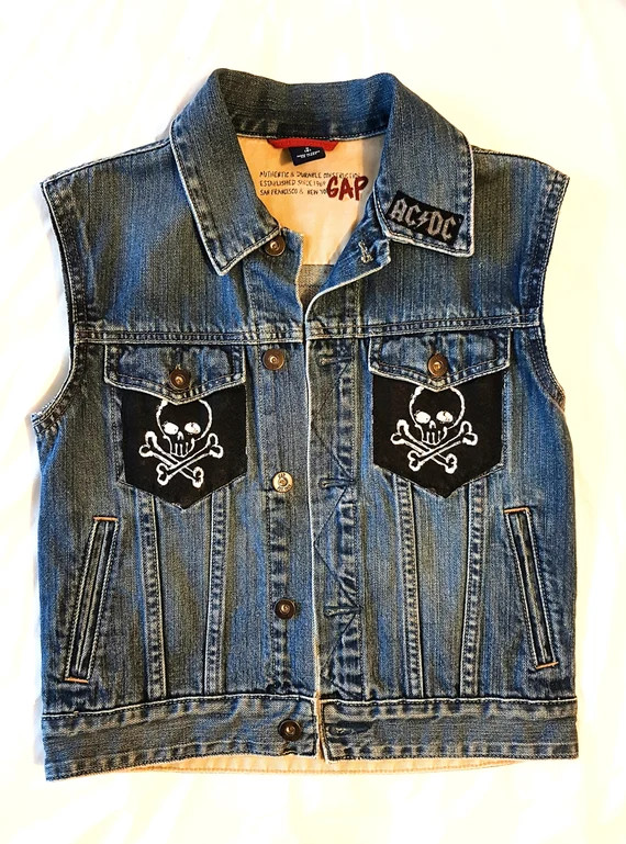 KIDS For Those About to ROCK denim vest-size 10-12 | Etsy (US)