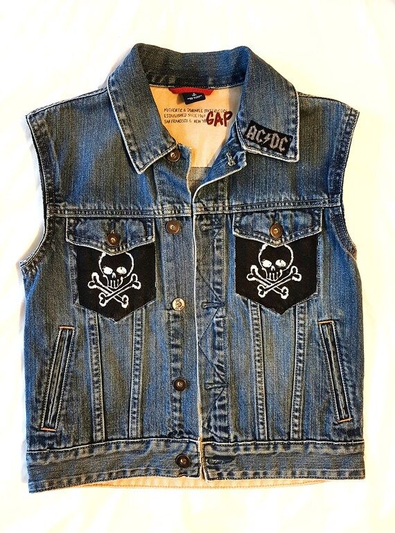 KIDS For Those About to ROCK denim vest-size 10-12 | Etsy (US)