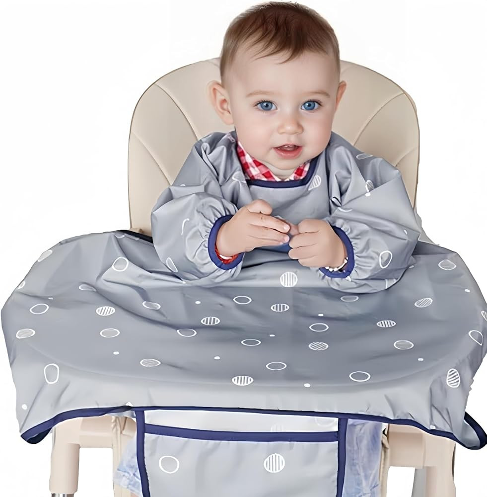 MOTEERLLU Coverall Baby Feeding Bib for Eating,Long Sleeves Bib Attaches to Highchair and Table,W... | Amazon (US)