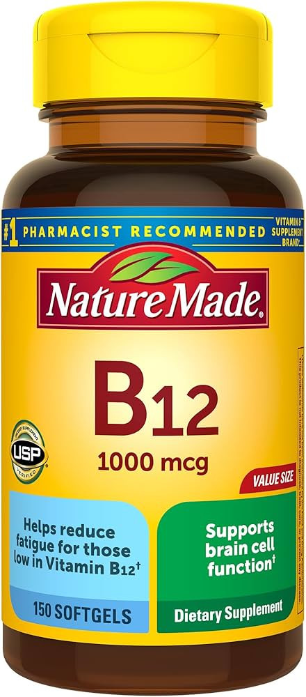 Nature Made Vitamin B12 1000 mcg, Dietary Supplement for Energy Metabolism Support, 150 Softgels,... | Amazon (US)