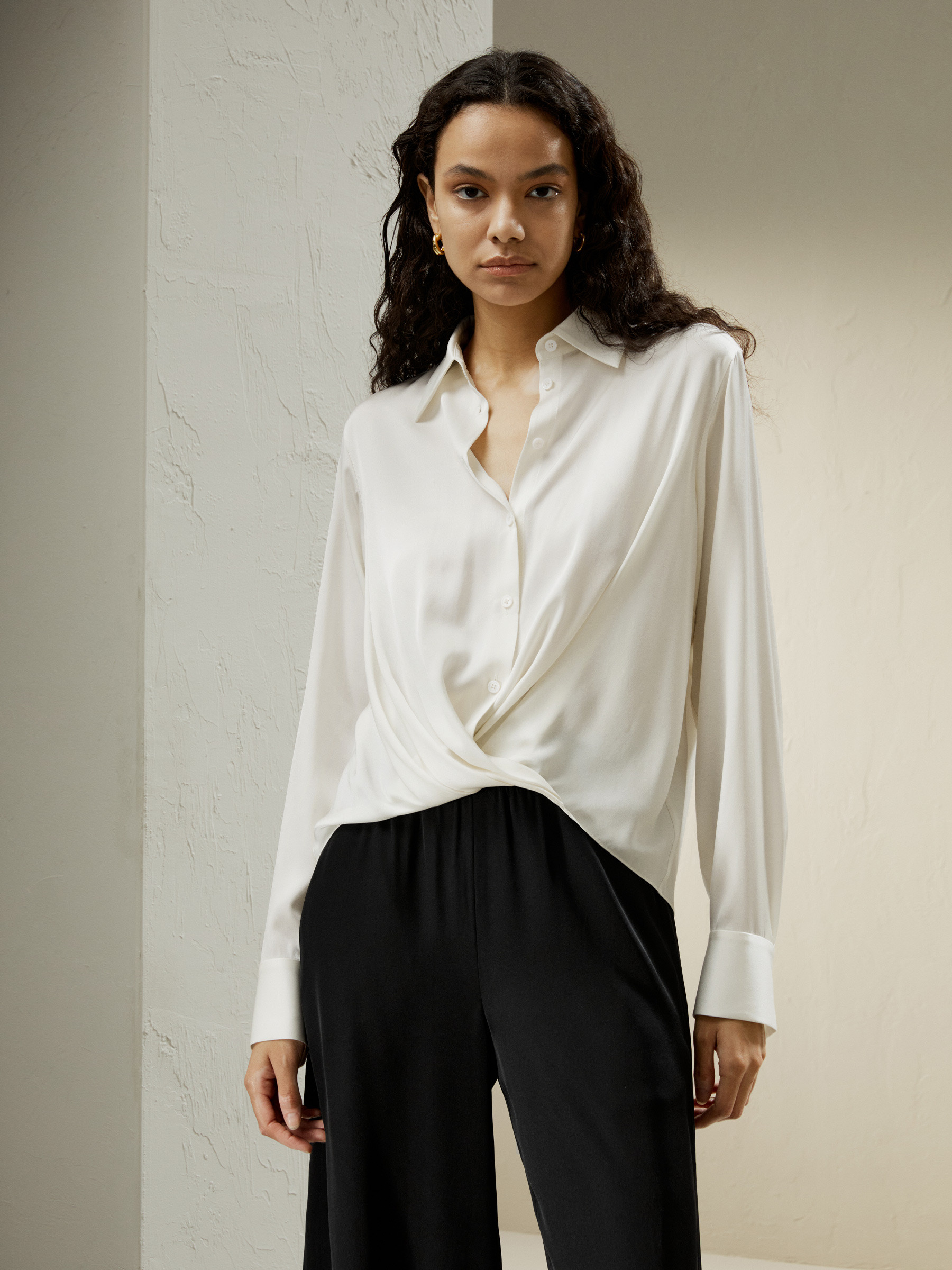 Hem Pleated Silk Blouse | LilySilk