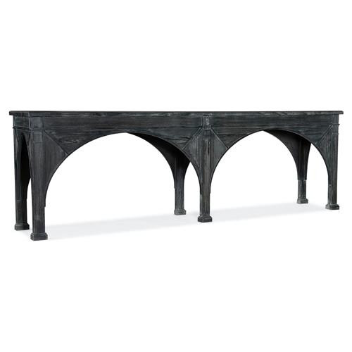 Lavine French Country Black Pine Wood Curved Rectangular Console Table | Kathy Kuo Home