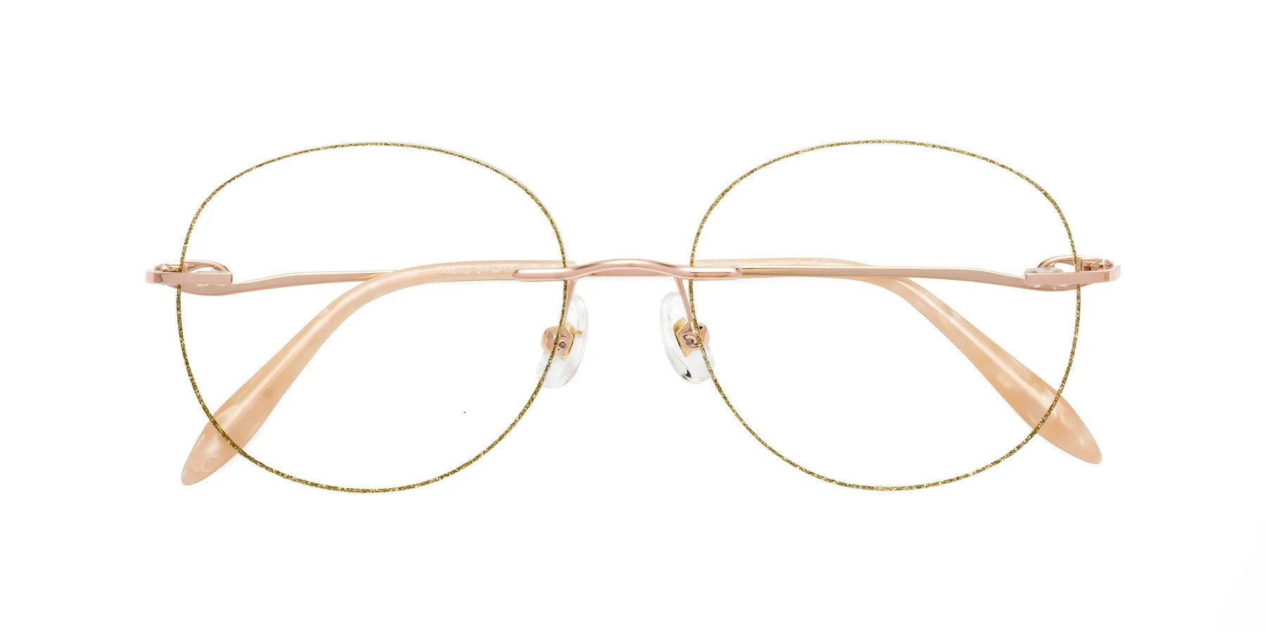 Gold Glitter / Rose Gold Low Bridge Fit Metal Round Color-Edged Rimless Eyeglasses - Y7058 | Yesglasses