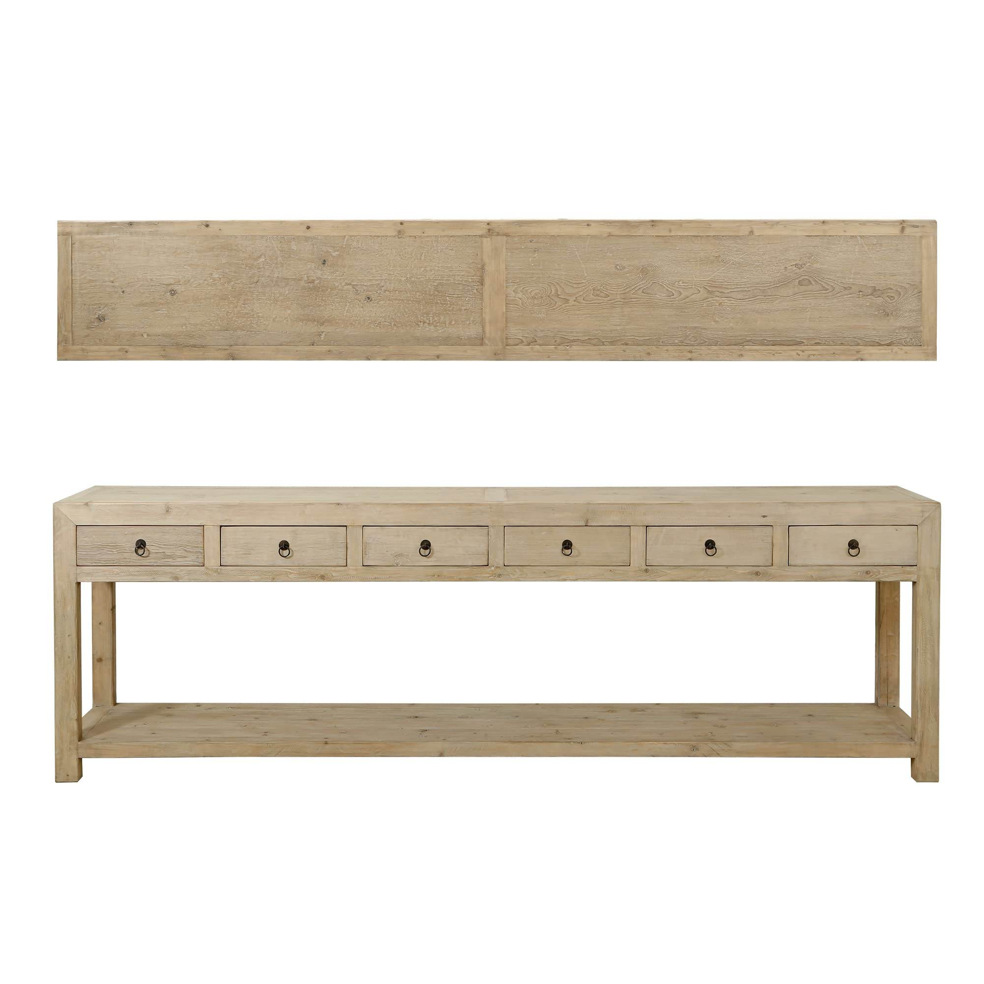 Artissance Lily's Living 110" W Rectangle Weathered Natural Wood Indoor Console Table w/6 Drawers... | Amazon (US)
