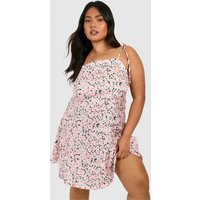 Womens Plus Strappy Sunflower Print Swing Dress - Pink - 24 | boohoo (US & Canada)