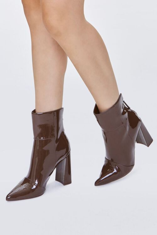 Faux Patent Leather Zip-Up Booties | Forever 21 | Forever 21 (US)