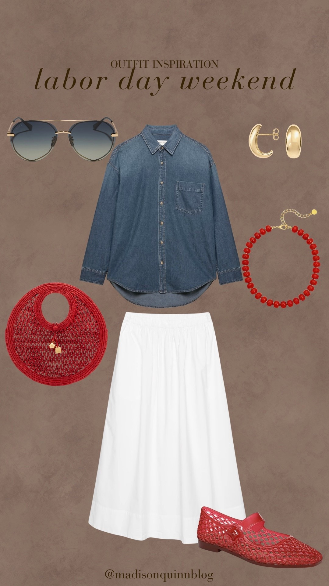 Labor Day weekend is coming up and here is an outfit I would wear! 

Labor Day outfit idea outfit inspiration Jean denim red white and blue patriotic end of summer chunky beaded necklace

#LTKootd #LTKgrwm #LTKSeasonal