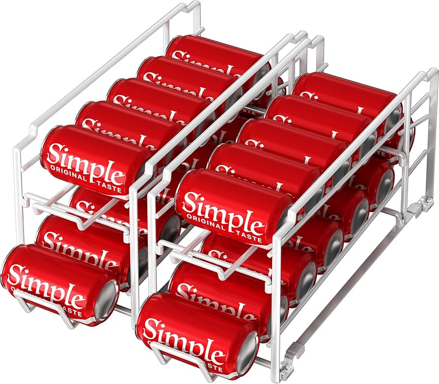 Simple Houseware Stackable Beverage Soda Can Dispenser Organizer Rack, White - 2 Pack | Amazon (US)
