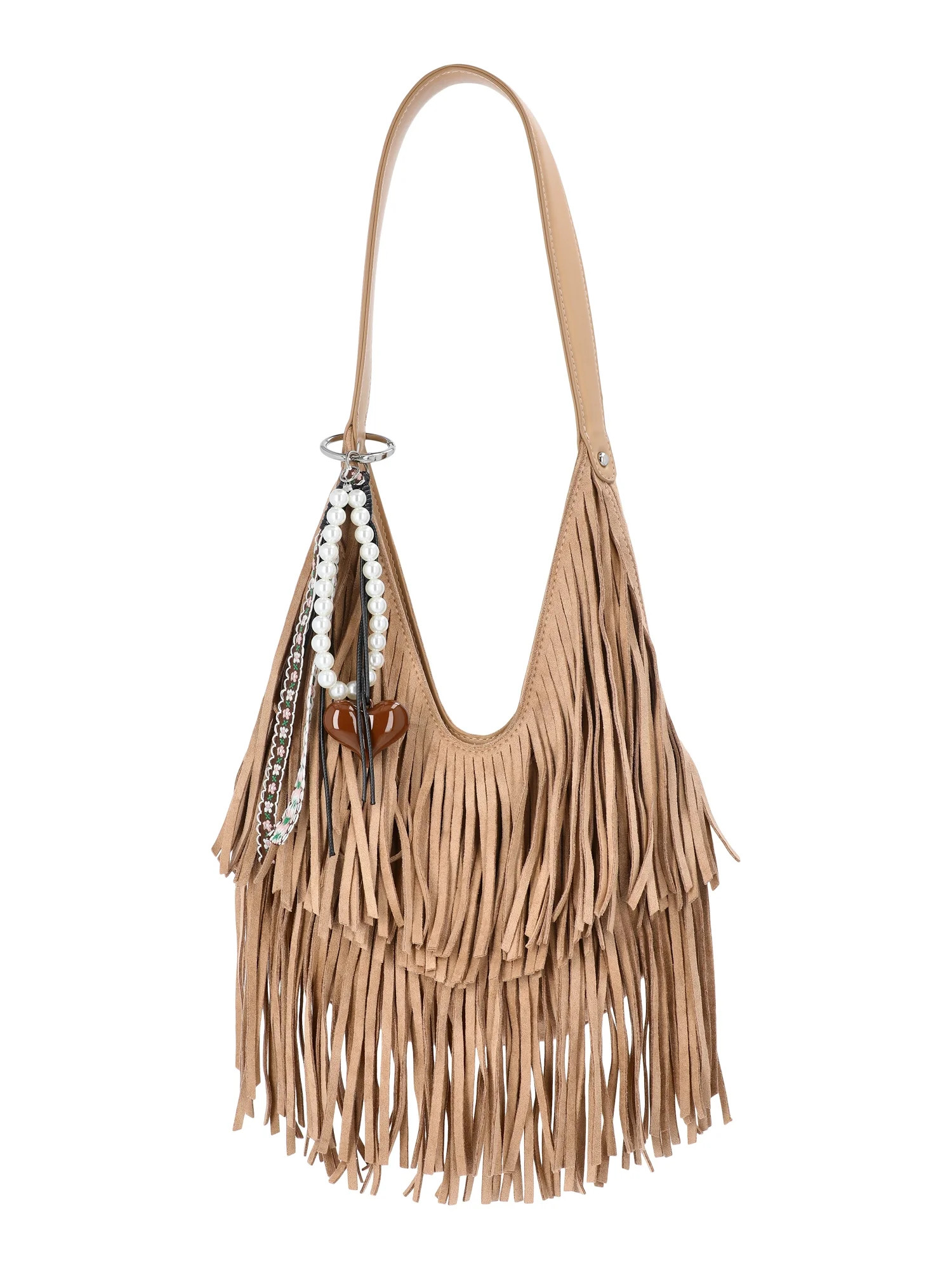 Madden NYC Women's Fringe Hobo Bag, Khaki | Walmart (US)
