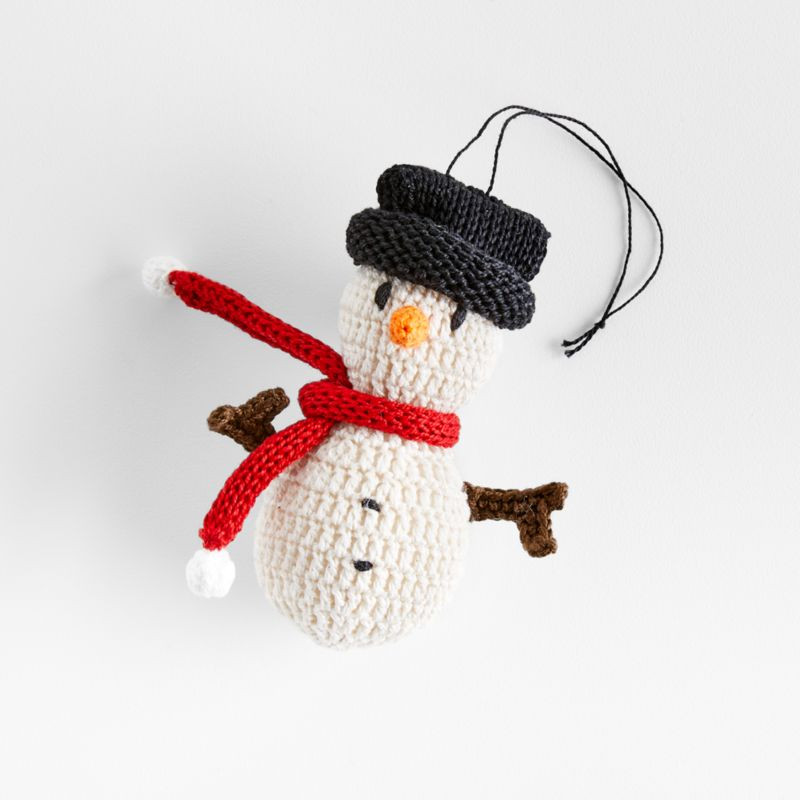 Handmade Crochet Snowman Christmas Tree Ornament + Reviews | Crate & Barrel | Crate & Barrel