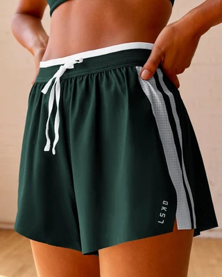 Trackline Accelerate 3" High-Rise Running Short - Midnight Green-White | LSKD
