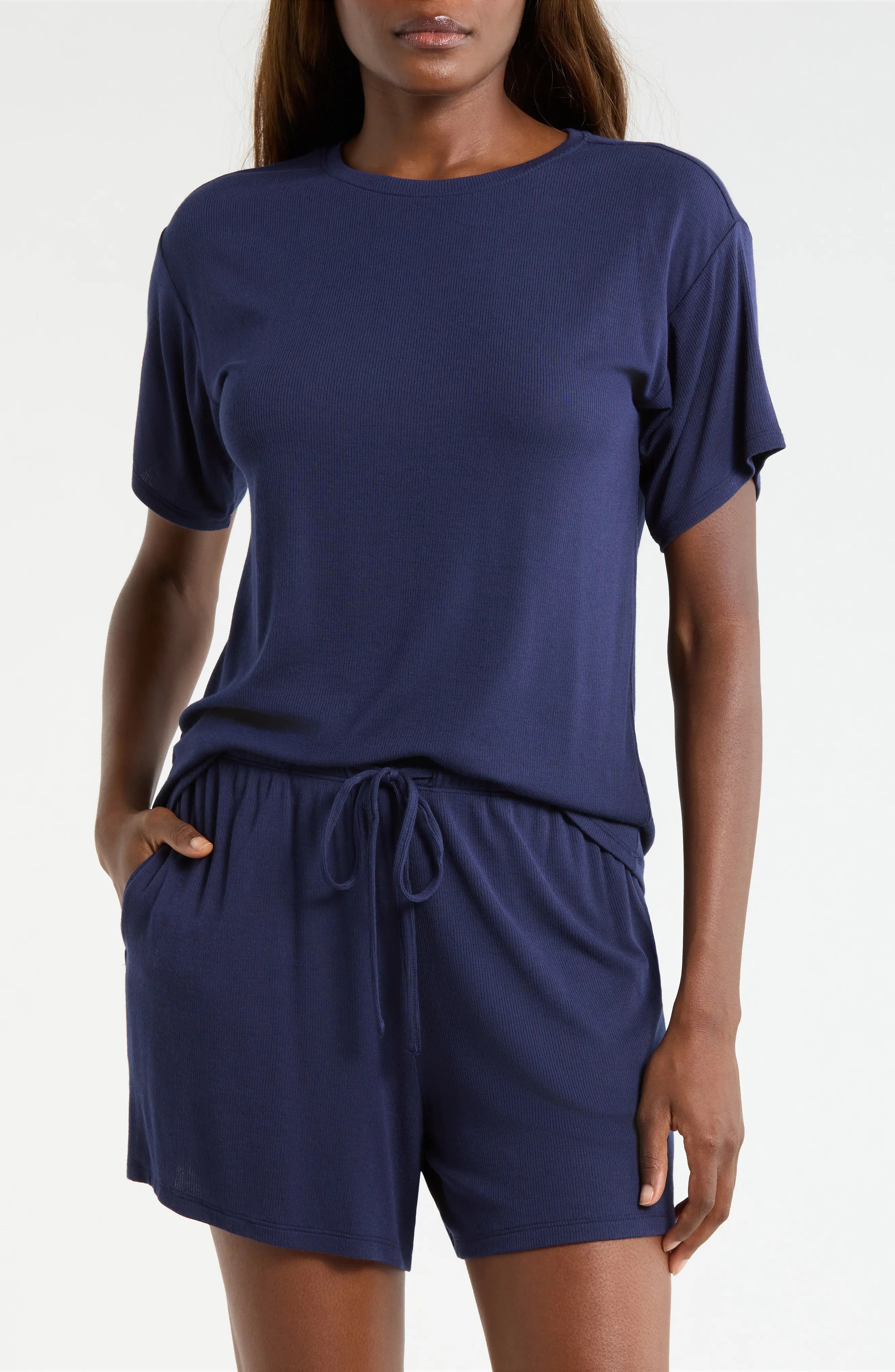 Nordstrom Moonlight Easy Rib Short Pajamas in Pink Prince at Nordstrom, Size Large | Nordstrom