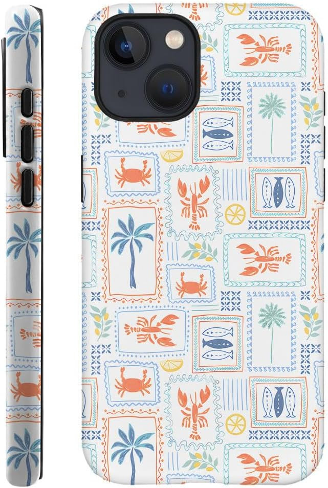 Case for iPhone 14,Fits Frosted Case Design for Girl Women,Coastal Fish Summer Cute Stamp | Amazon (US)