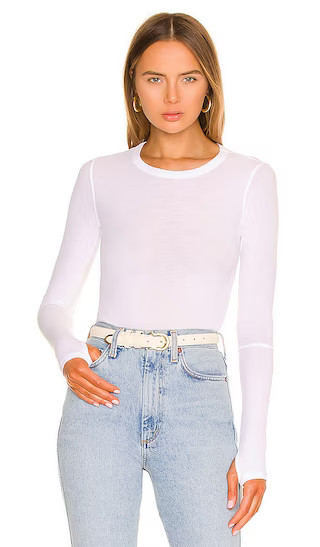 Everett Long Sleeve Thumbhole Tee in White | Revolve Clothing (Global)