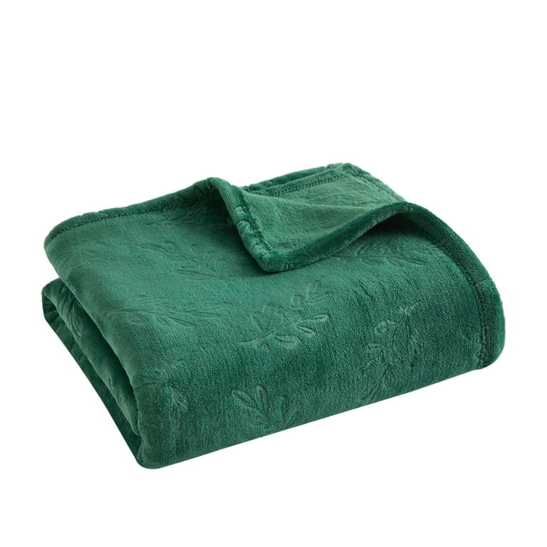 Holiday Time Cozy Christmas Plush Embossed Holly Overized Throw Blanket, 50"x70" | Walmart (US)