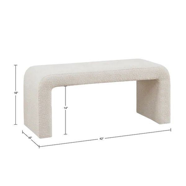 INK+IVY Steve Boucle Waterfall Bench - 42"W - Cream | Bed Bath & Beyond