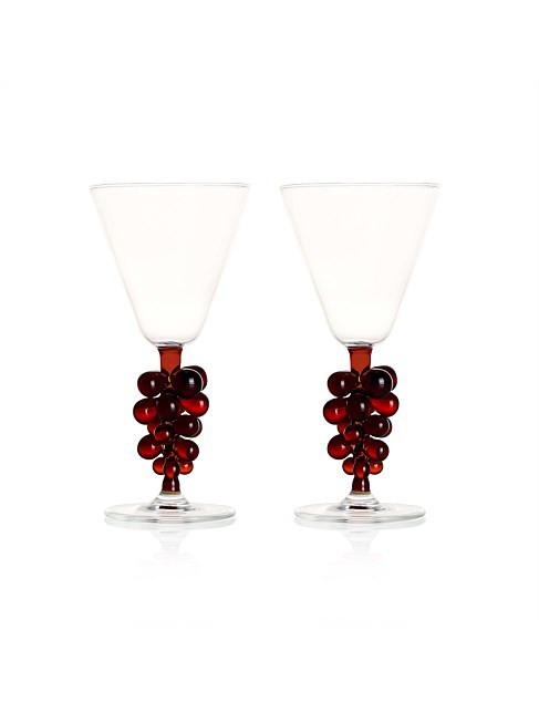 Maison Balzac 2 Bordeaux Wine Glasses -Clear/amber | David Jones | David Jones (Australia & New Zealand)