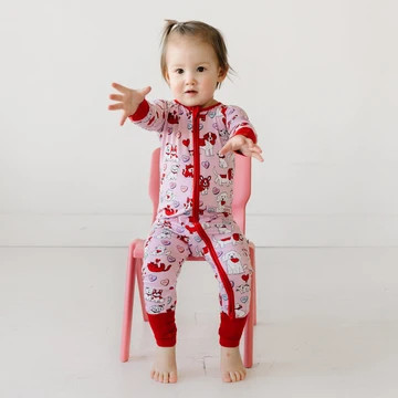 Pink Furever Valentines Bamboo Viscose Zippy | Little Sleepies