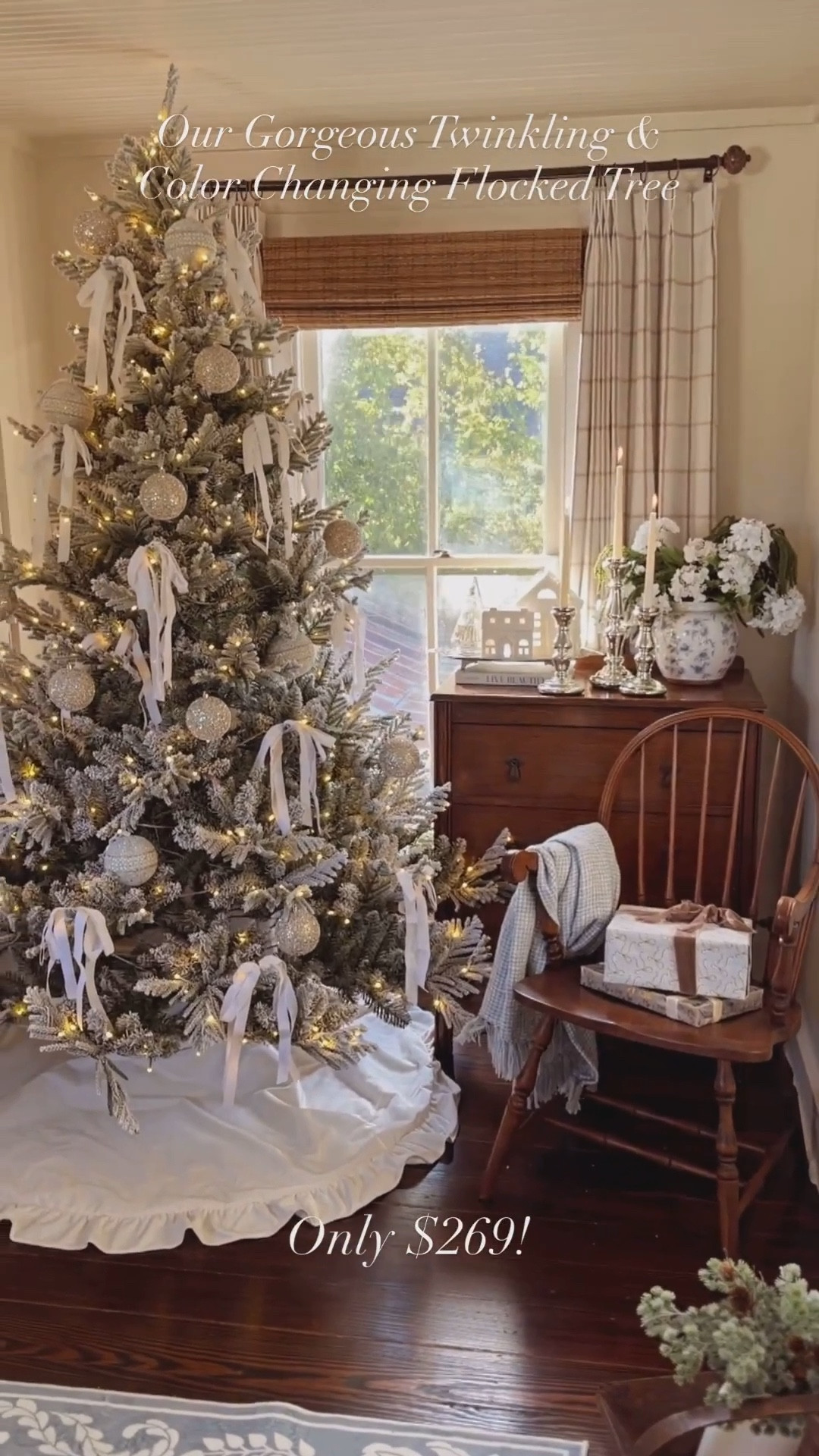 Our stunning color changing twinkling lights flocked tree! 

#LTKHoliday #LTKHome #LTKGiftGuide