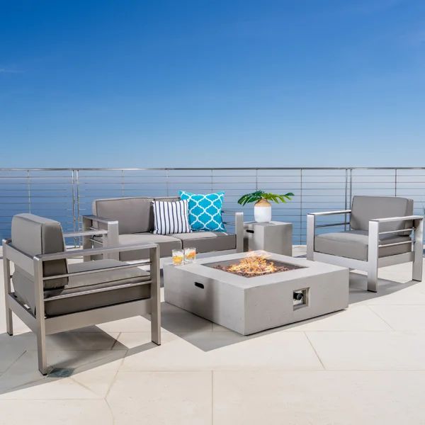 Caggiano Metal 4 - Person Seating Group with Cushions | Wayfair North America