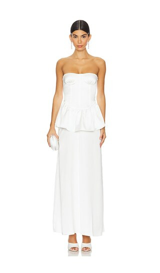 Corset Peplum Maxi Dress in White | Revolve Clothing (Global)