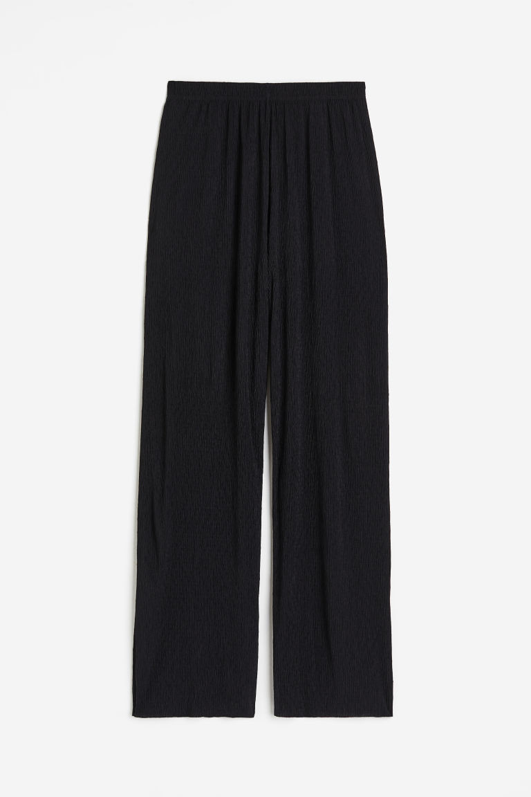H & M - Crinkled trousers - Black | H&M (UK, MY, IN, SG, PH, TW, HK)