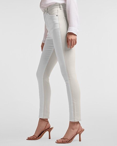 Super High Waisted Off White Color Block Skinny Jeans | Express