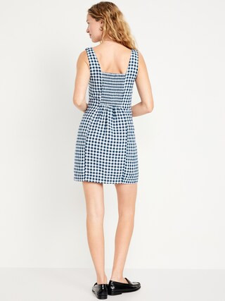 Square-Neck Linen-Blend Mini Dress | Old Navy (US)