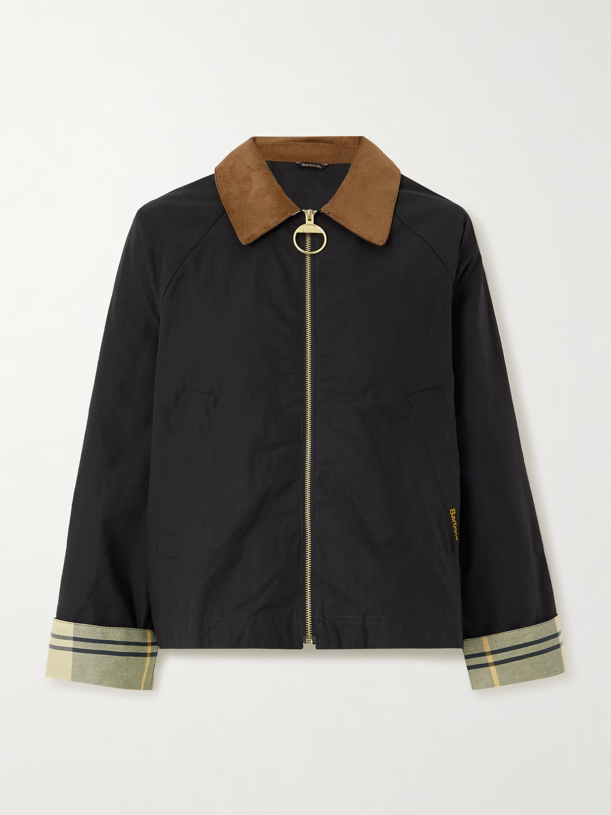 Barbour - Cropped Corduroy-trimmed Cotton-canvas Jacket - Black | NET-A-PORTER (US)