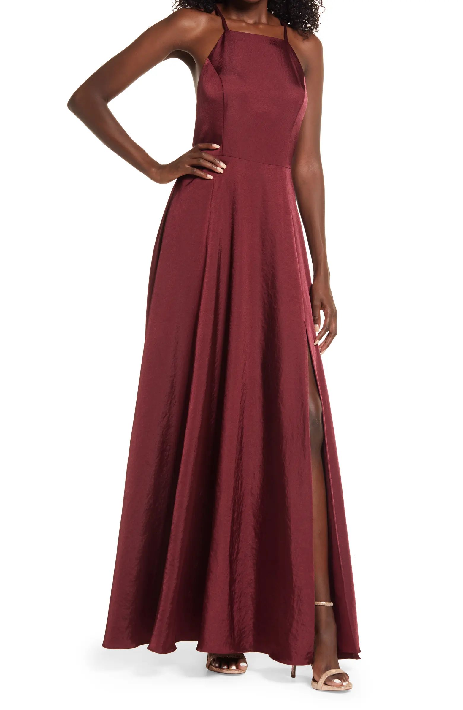 Lulus Total Beauty Backless Satin Evening Gown | Nordstrom | Nordstrom