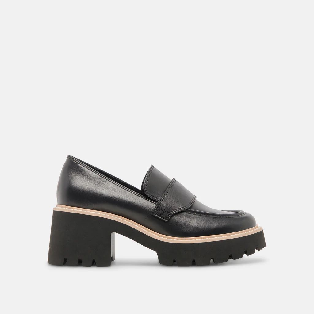 HALONA LOAFERS ONYX LEATHER | DolceVita.com